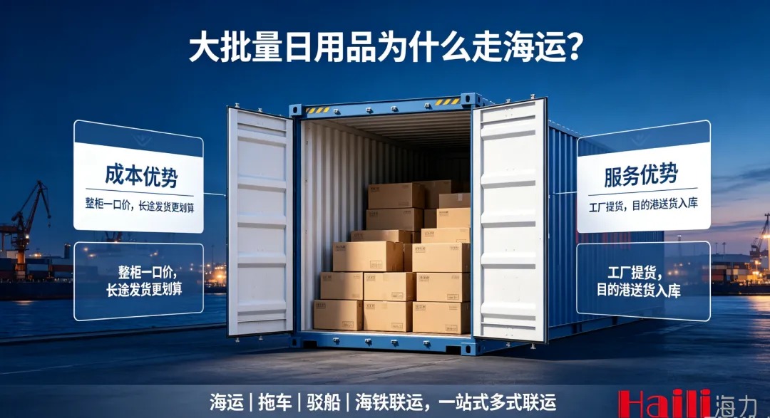 大批量日用品跨区域发货，，为什么越来越多企业优先选择海运？？